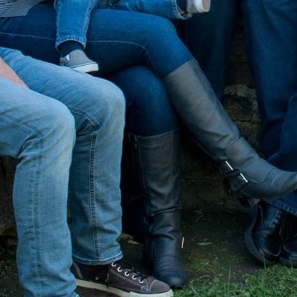 Grey knee high dress riding boots